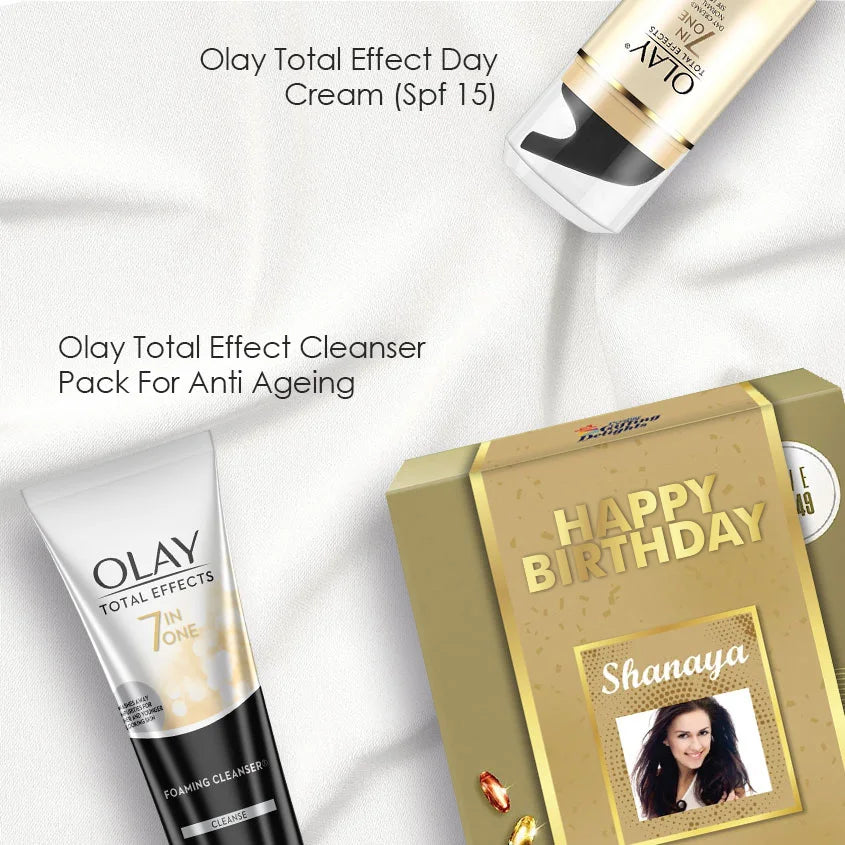 Olay Total Effect Day Cream (Spf 15), 50g & Cleanser Birthday Gift Pack For Anti Ageing, 100g