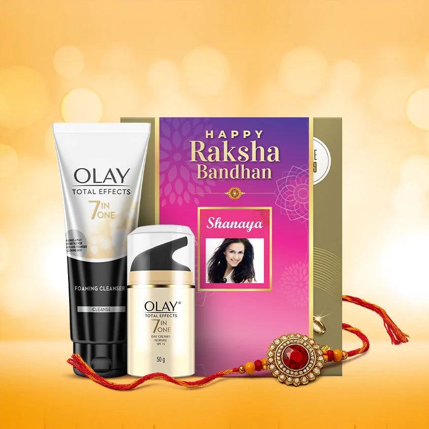 Olay Total Effect Day Cream (Spf 15), 50g & Cleanser Rakhi Gift Pack For Anti Ageing, 100g