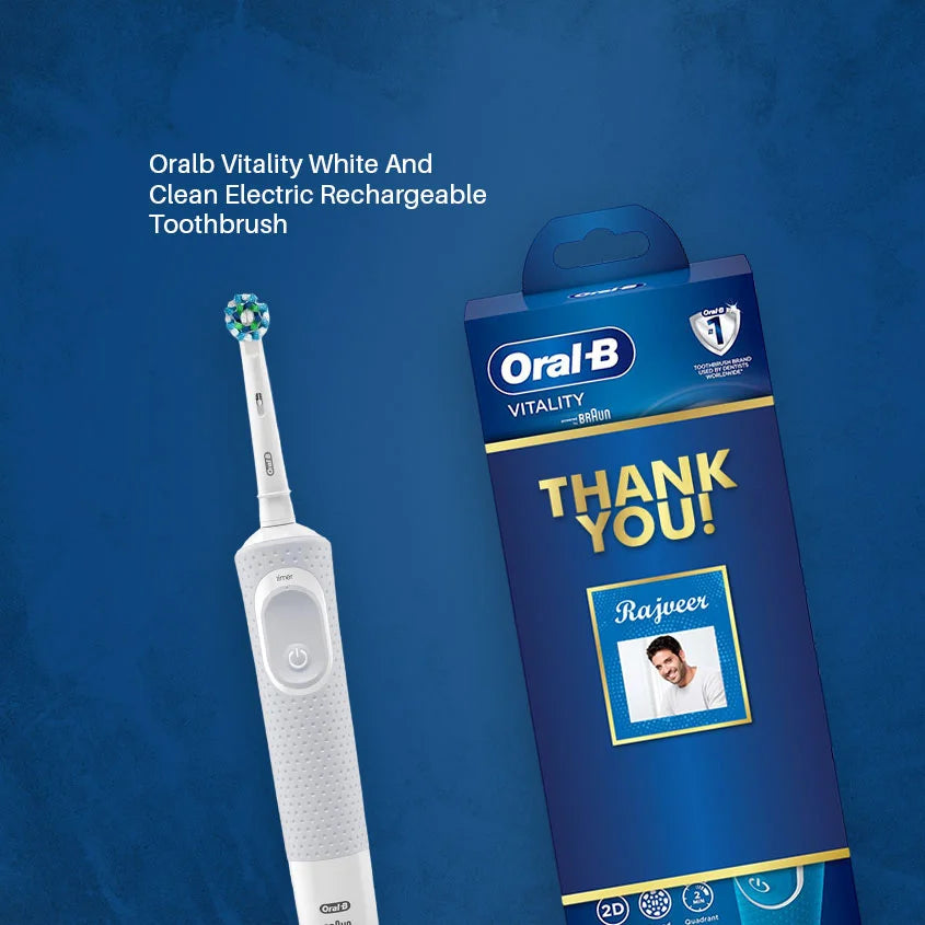 Oral B Vitality White and Clean Electric Rechargeable Toothbrush Thankyou Gift Pack