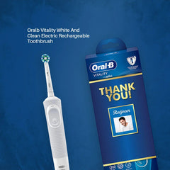 Oral B Vitality White and Clean Electric Rechargeable Toothbrush Thankyou Gift Pack
