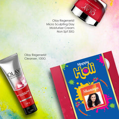 Olay Regenerist Micro Sculpting Day Moisturiser Cream Non SPF 50g with Cleanser 100g Holi Gift Pack