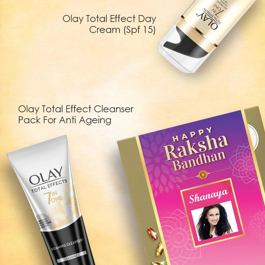 Olay Total Effect Day Cream (Spf 15), 50g & Cleanser Rakhi Gift Pack For Anti Ageing, 100g