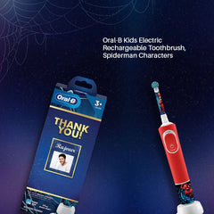 Oral B Kids Electric Rechargeable Toothbrush, Featuring Spiderman Characters Thankyou Gift Pack