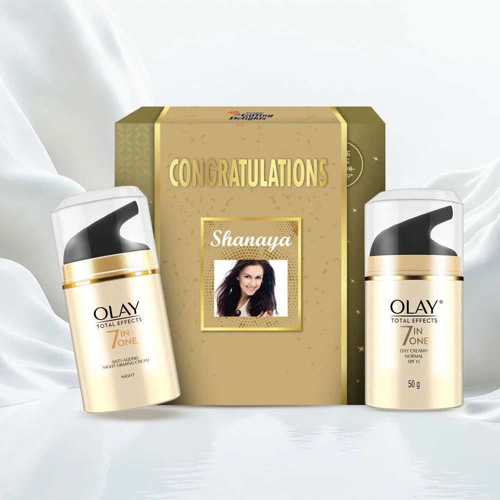 Olay Total Effects Day Cream + Olay Total Effects Night Cream – Slay All Day Congratulations Gift Pack (100gm)