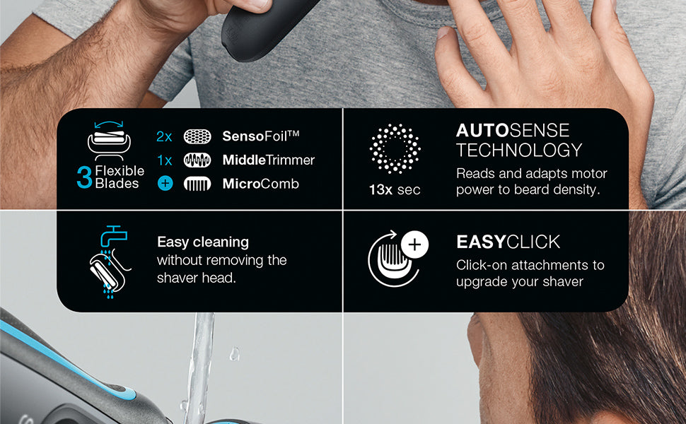 Braun Series 5 Electric Shaver, SensoFlex Technology, Auto Sense for Sensitive Skin