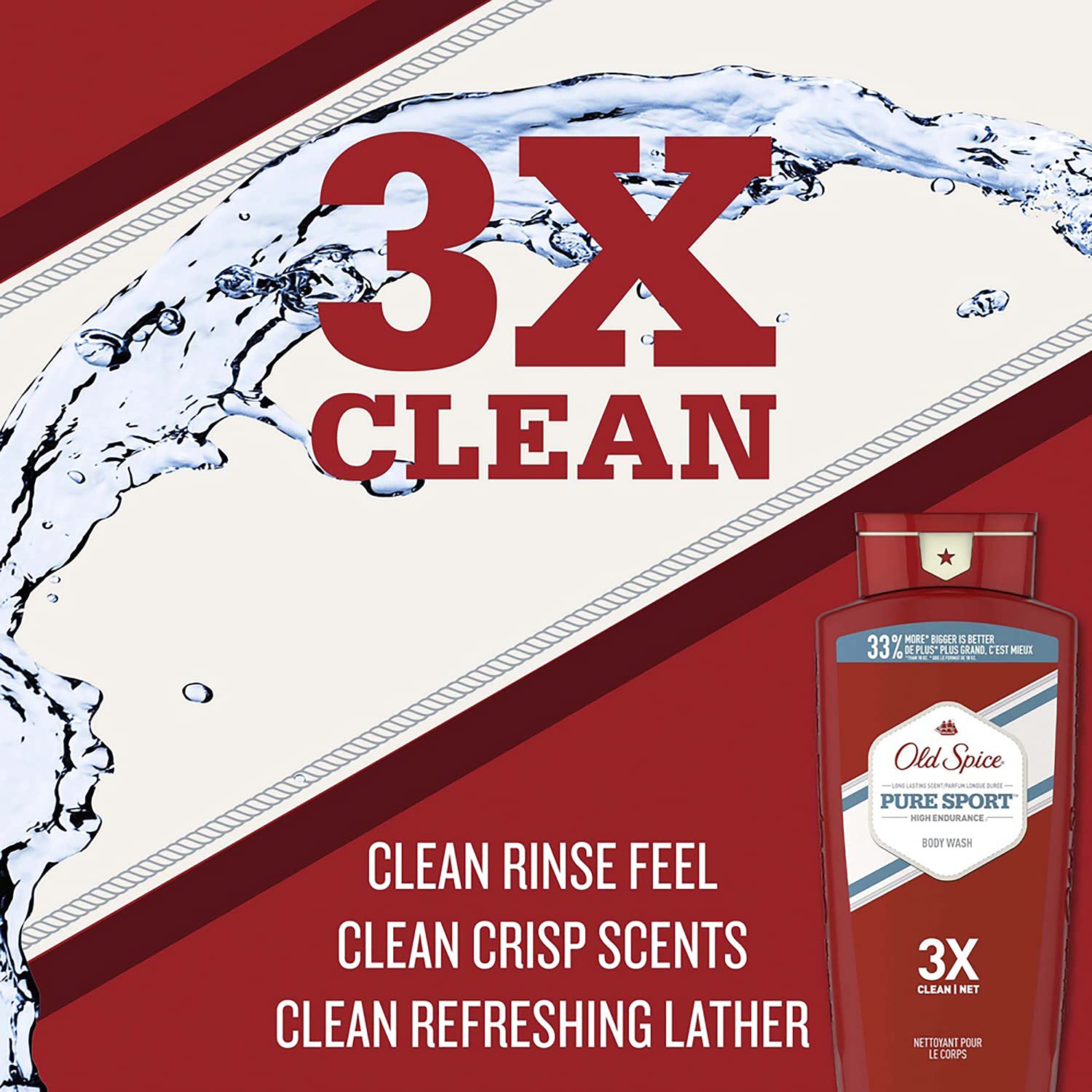 Old Spice High Endurance Pure Sport Scent Body Wash For Men, 18oz/532ml