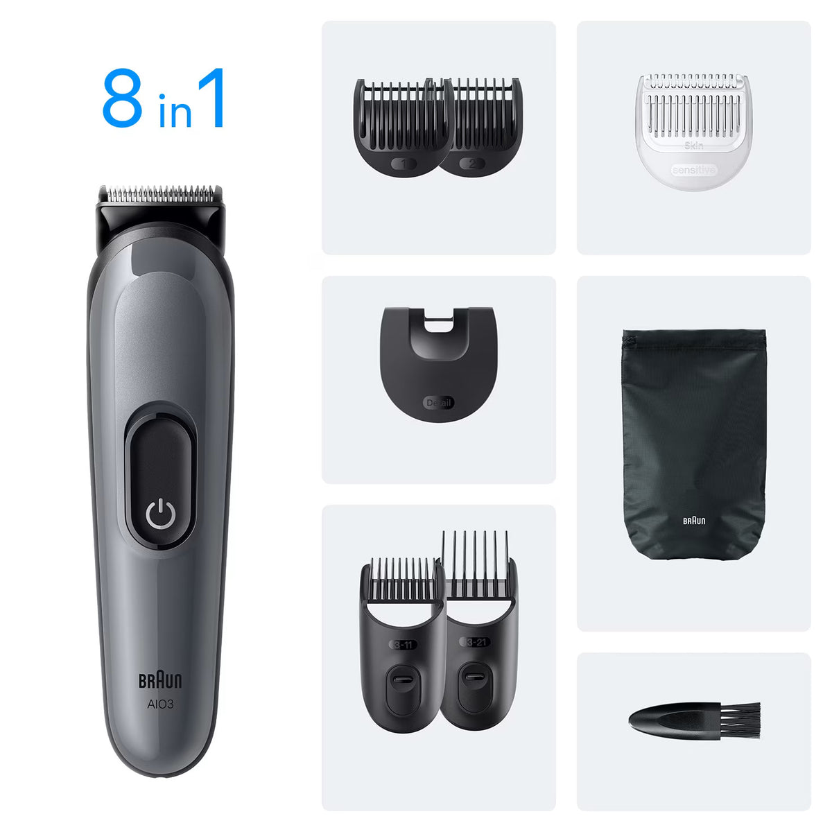 Braun All-in-One Series 3 8-in-1 Grooming Kit, Ultra Sharp Blade, 14 Lengths AIO3540
