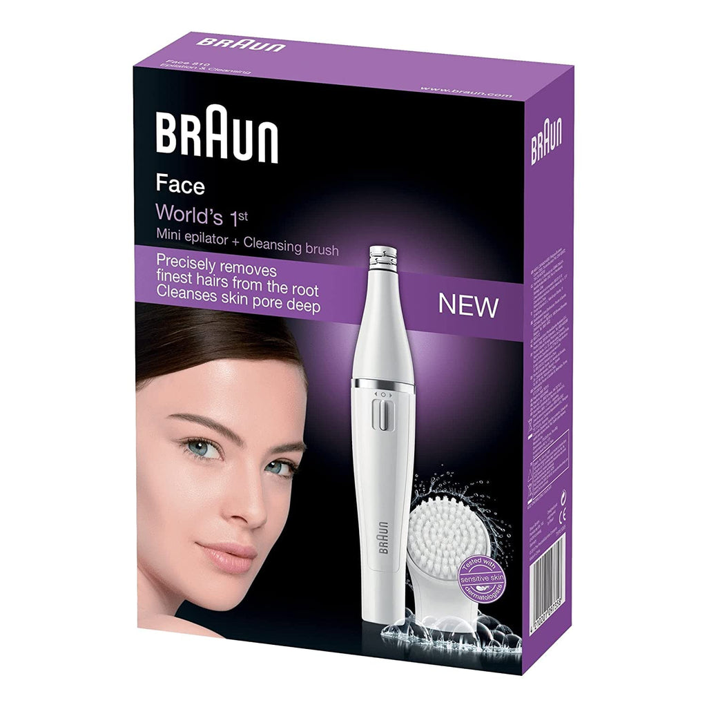 Braun Face 810 Mini Facial Epilator for Women, Cleansing Brush with Micro-Oscillations