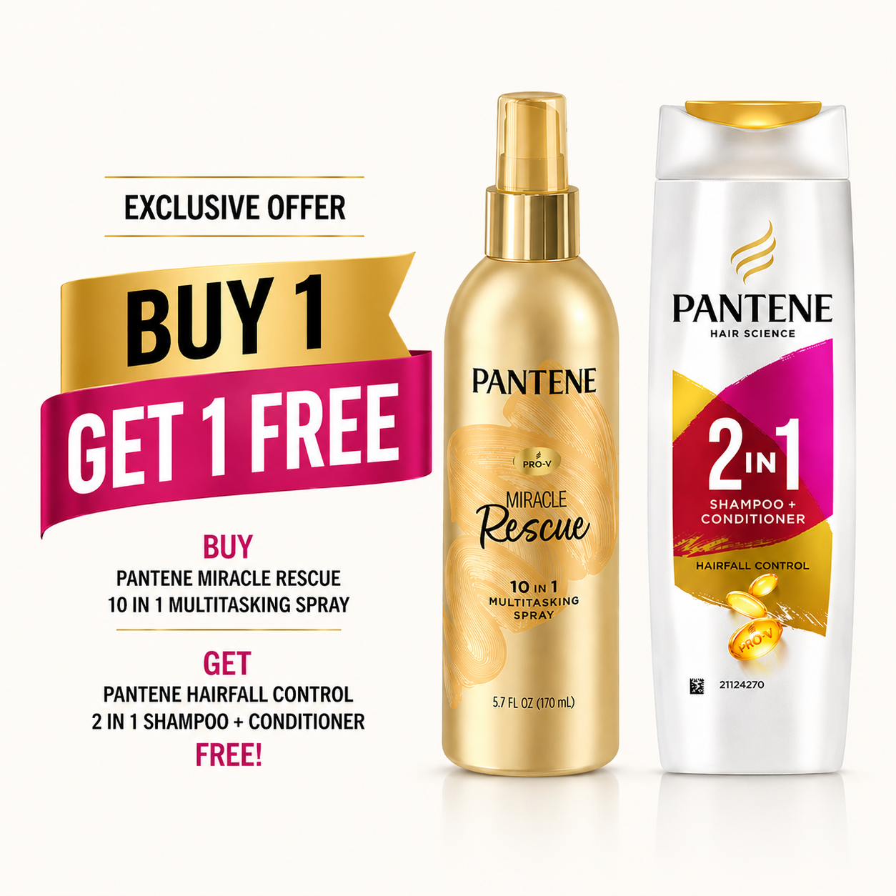 Buy Pantene Miracle Rescue Spray & Get Pantene Shampoo FREE | Hair Care Offer