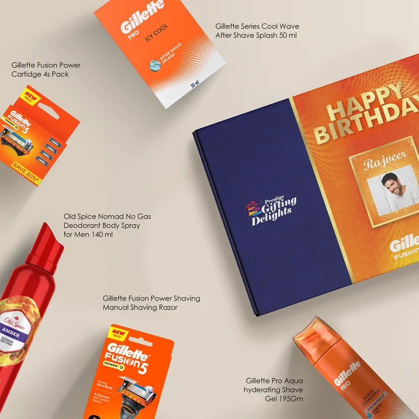 Gillette Fusion Power Razor Complete Shaving Birthday Gift Pack For Men With 4 Cartridge