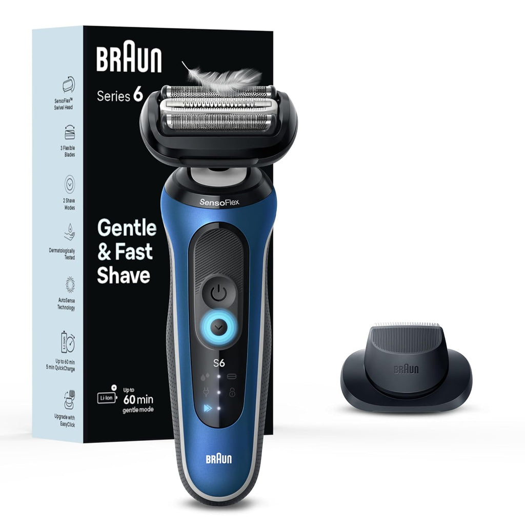 Braun Electric Shaver for Men, Series 6 61-N1000S SensoFlex Wet & Dry Foil Shaver For Men (Grey)