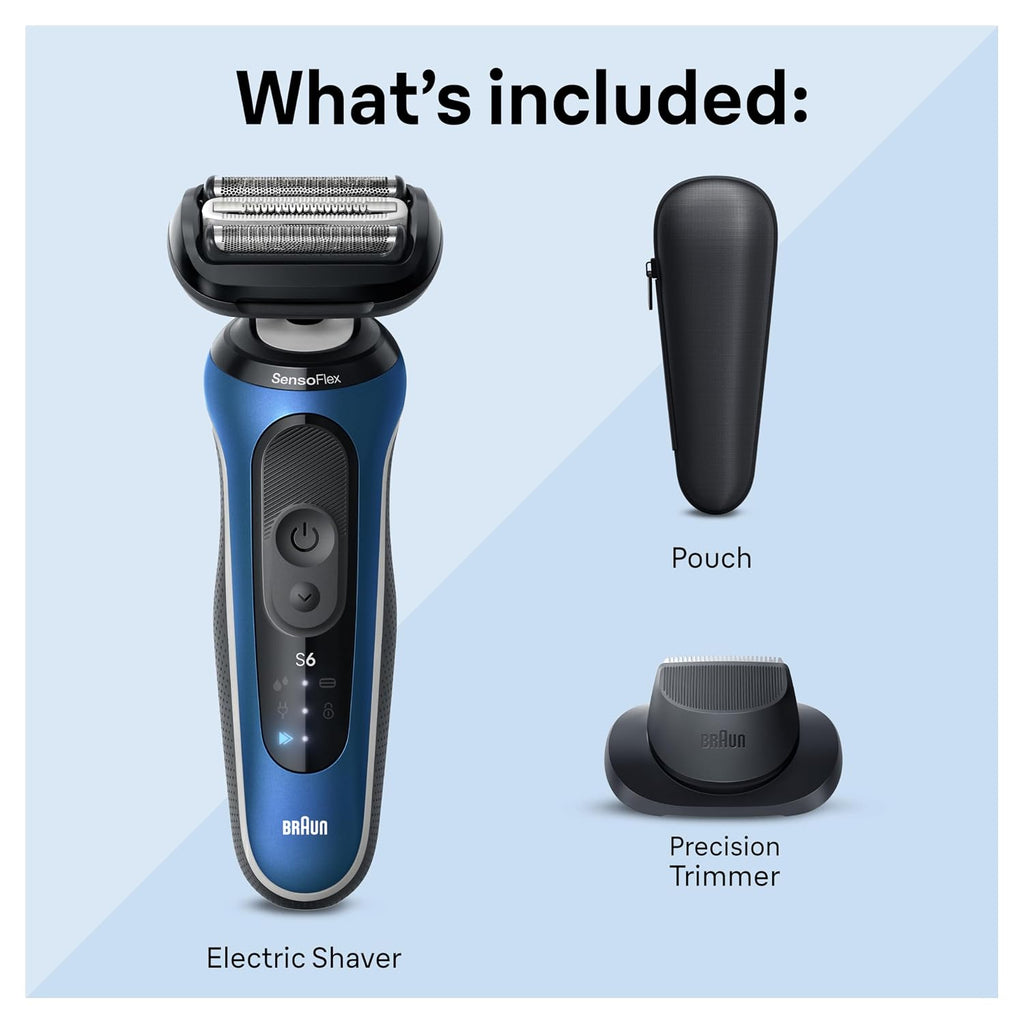 Braun Electric Shaver for Men, Series 6 61-N1000S SensoFlex Wet & Dry Foil Shaver For Men (Grey)