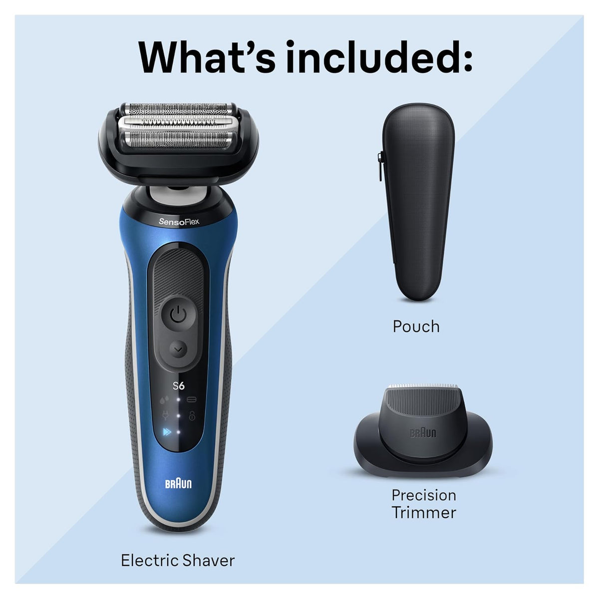 Braun Electric Shaver for Men, Series 6 61-N1000S SensoFlex Wet & Dry Foil Shaver For Men (Grey)