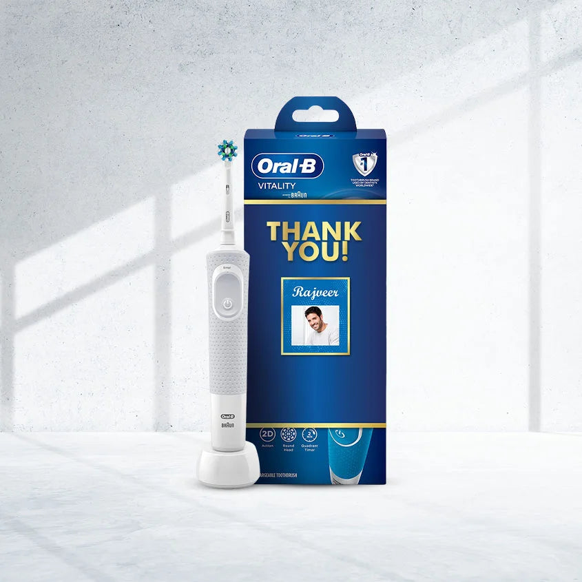 Oral B Vitality White and Clean Electric Rechargeable Toothbrush Thankyou Gift Pack