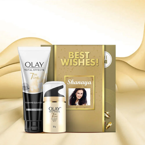 Olay Total Effect Day Cream (Spf 15), 50g & Cleanser Best Wishes Gift Pack For Anti Ageing, 100g