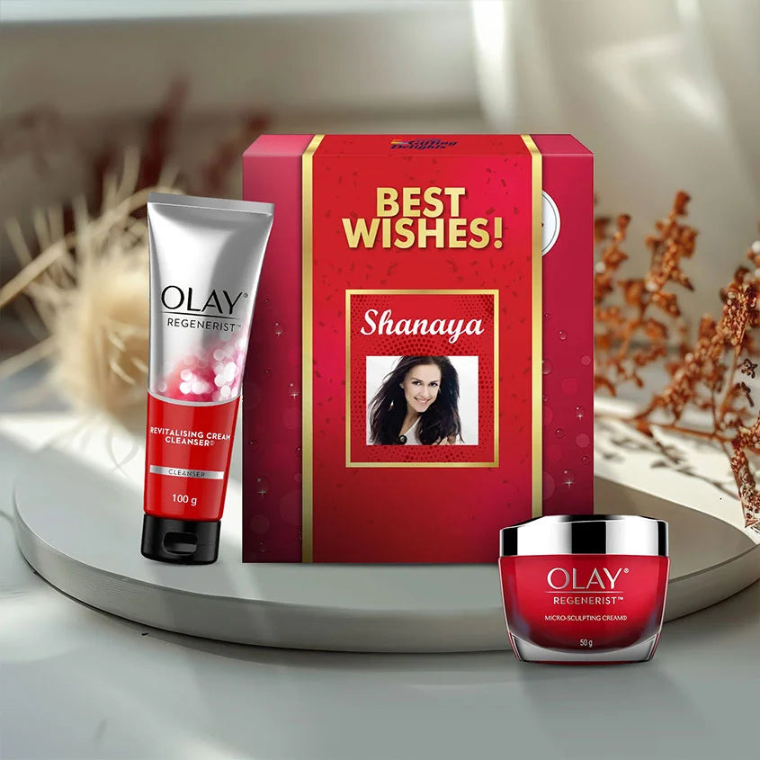 Olay Regenerist Micro Sculpting Day Moisturiser Cream Non SPF 50g with Cleanser 100g Best Wishes Gift Pack