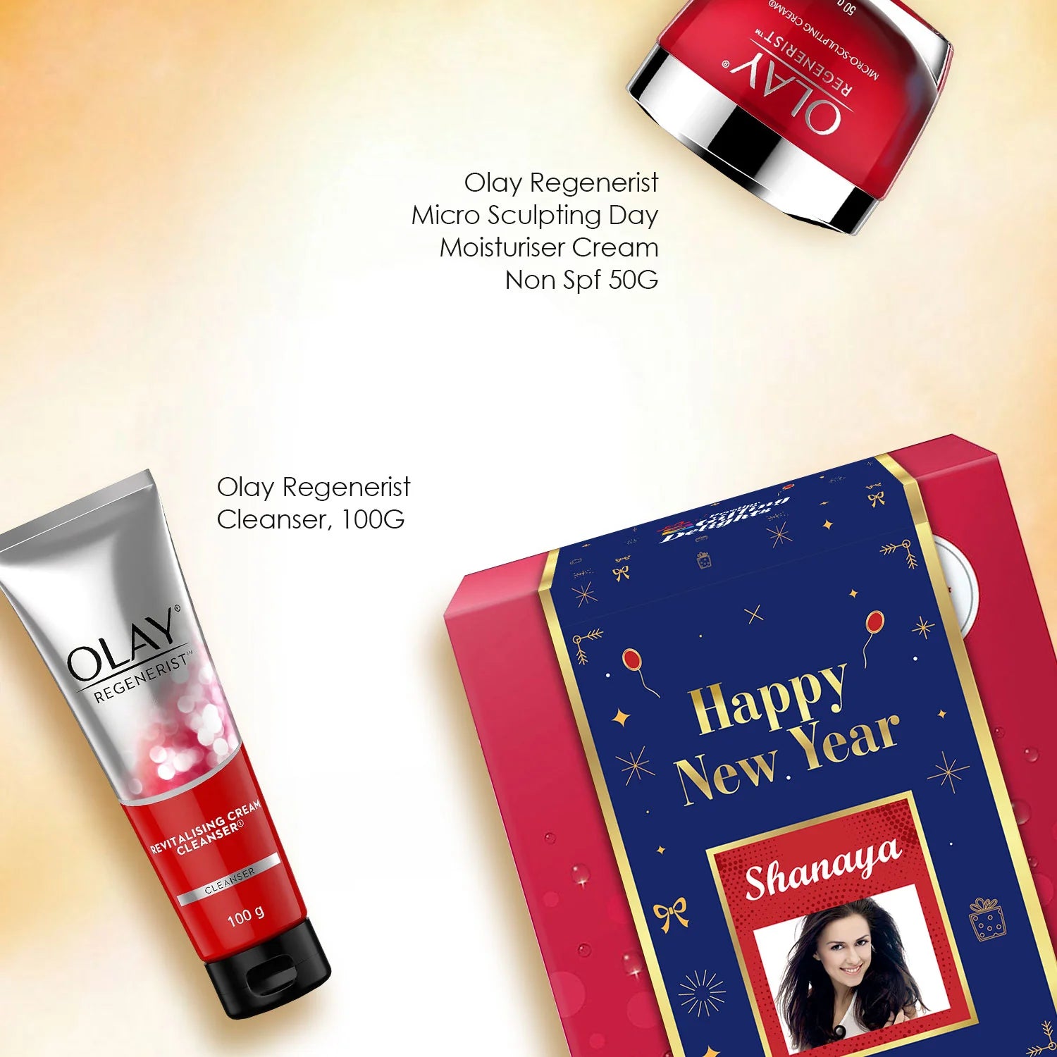 Olay Regenerist Micro Sculpting Day Moisturiser Cream Non SPF 50g with Cleanser 100g New Year Gift Pack