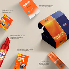 Gillette Fusion Power Razor Complete Shaving Birthday Gift Pack For Men With 4 Cartridge