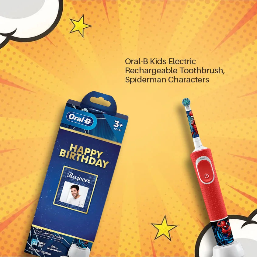 Oral B Kids Electric Rechargeable Toothbrush, Featuring Spiderman Characters Birthday Gift Pack