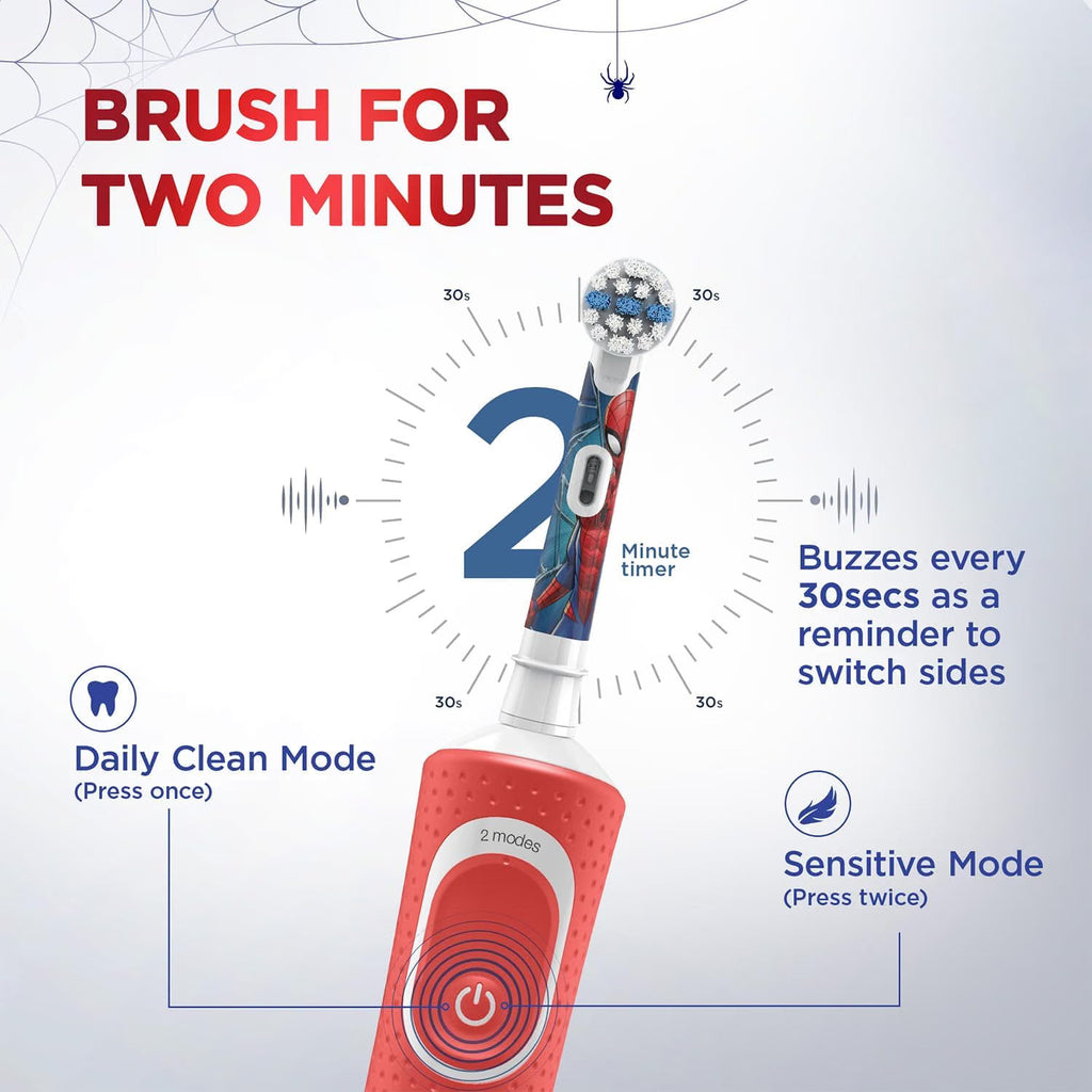 Oral B Kids Electric Rechargeable Toothbrush, Featuring Spiderman Characters Birthday Gift Pack