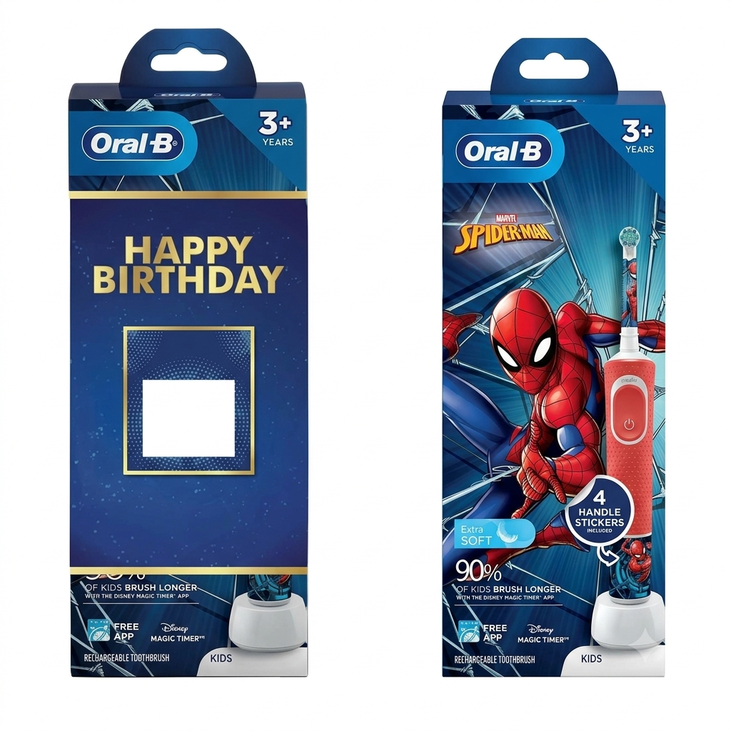 Oral B Kids Electric Rechargeable Toothbrush, Featuring Spiderman Characters Birthday Gift Pack