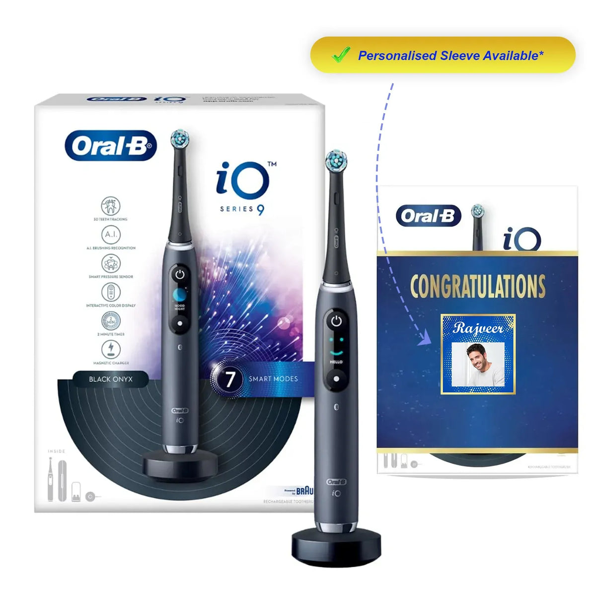Oral-B iO9 Rechargeable Smart Electric Toothbrush Congratulations Kit