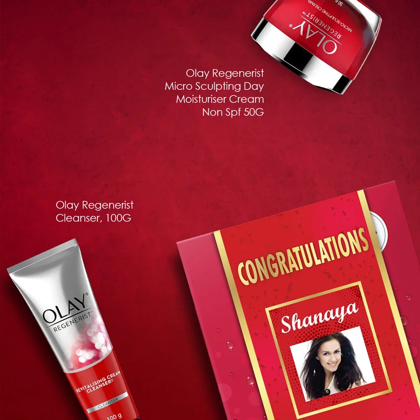 Olay Regenerist Micro Sculpting Day Moisturiser Cream Non SPF 50g with Cleanser 100g Congratulations Gift Pack