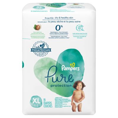 Pampers Pure Protection Baby Diapers, Extra Large Size Taped Diapers, (XL) 19 Count