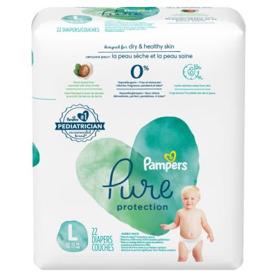 Pampers Pure Protection Baby Diapers, Taped Diapers, (L) 22 Count