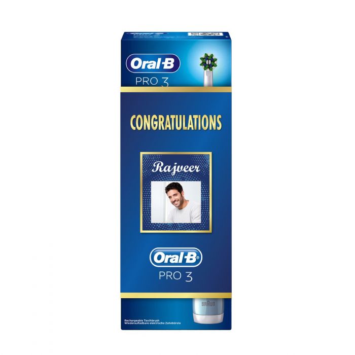 Oral B Pro 3 Electric Toothbrush with Triple Pressure Control Congratulation Gift Pack