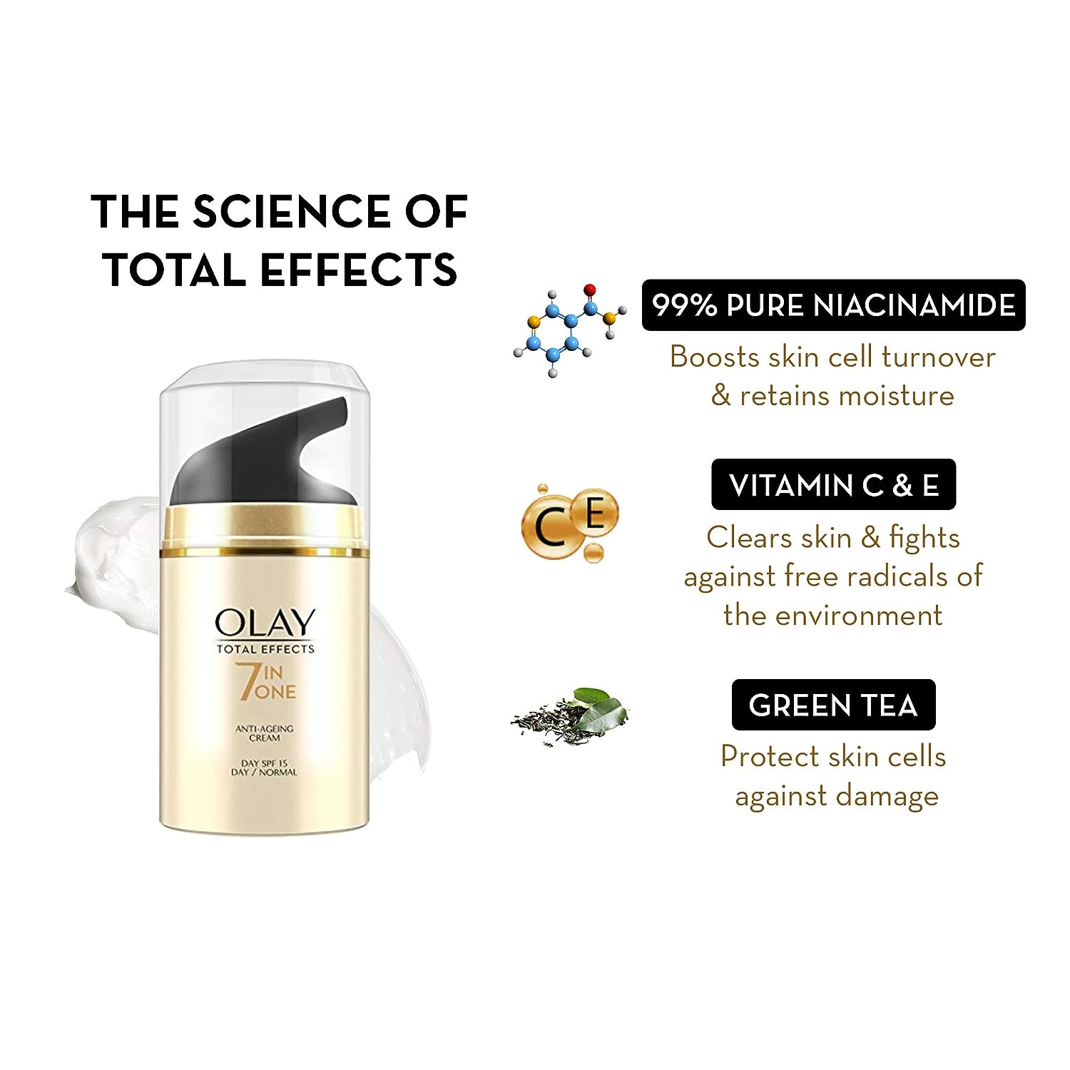 Olay Total Effect Day Cream (Spf 15), 50g & Cleanser Pack For Anti Ageing, 100g