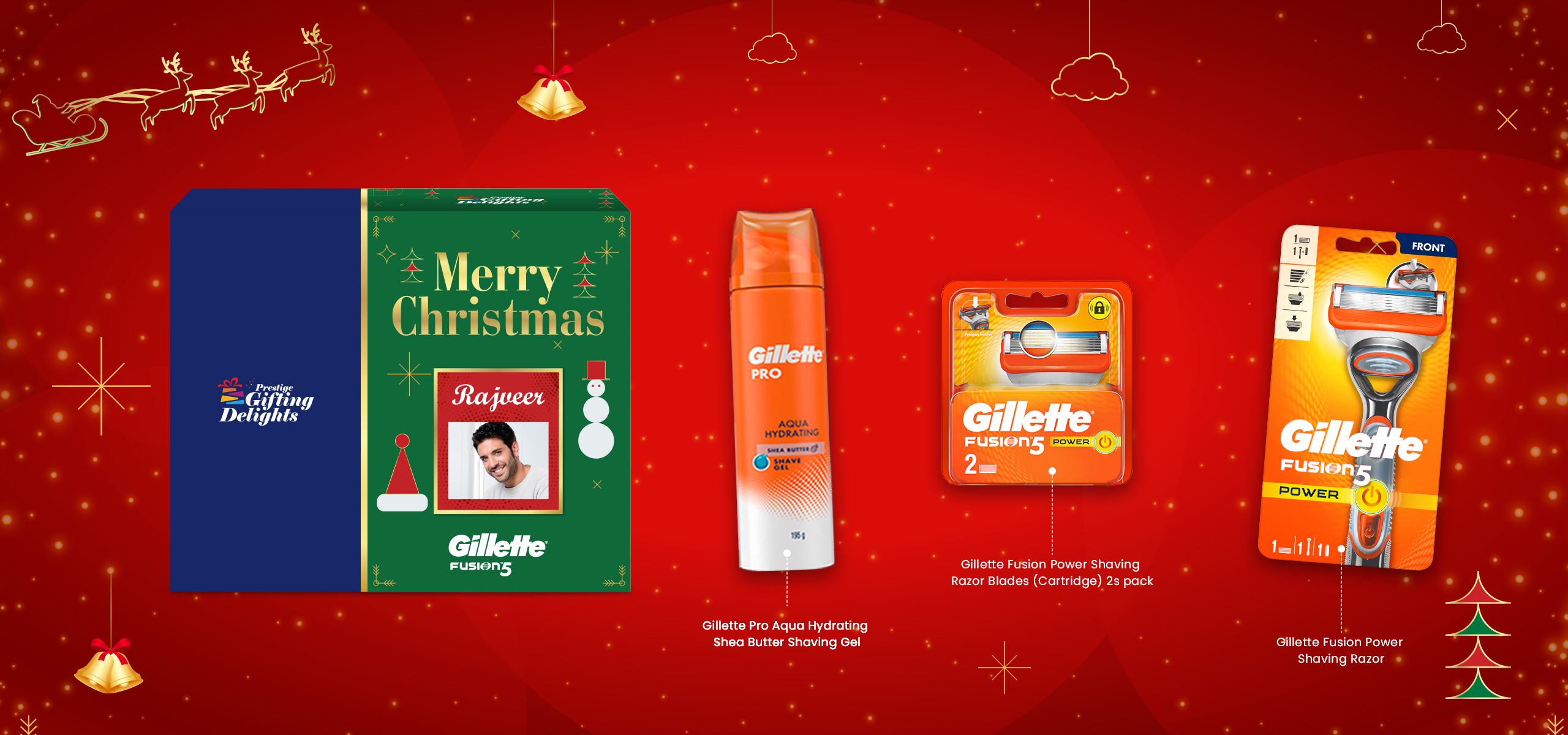 Gillette Fusion Power Razor Shaving Christmas Gift Pack for Men
