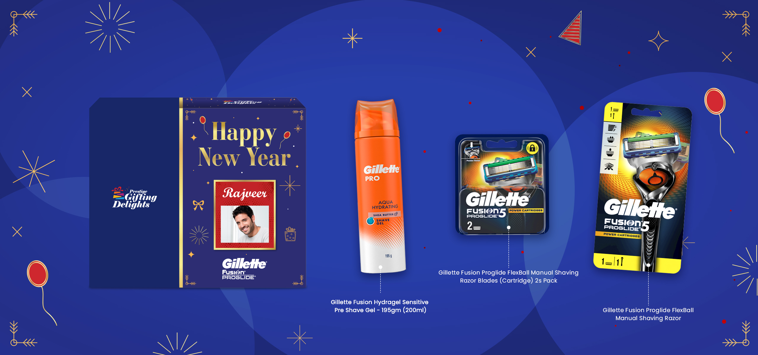 Gillette Fusion Proglide Razor Shaving New Year Gift Pack for Men