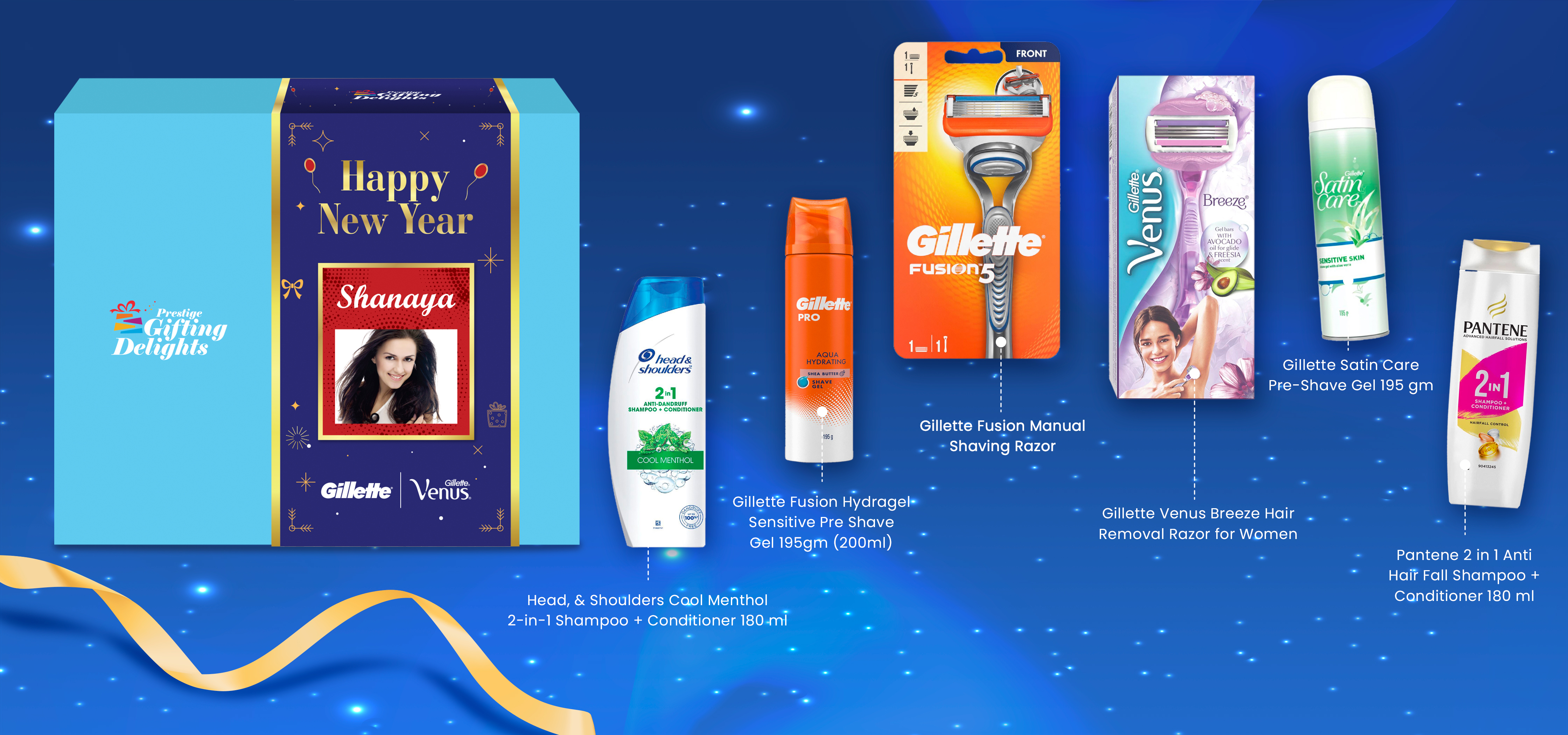 Gillette Venus + Fusion Manual Shaving & Haircare New Year Kit For Him And Her