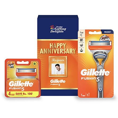 Gillette Fusion Razor Shaving Anniversary Gift Pack for Men with 4 Cartridge