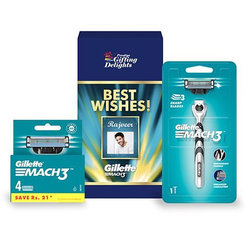 Gillette Mach3 Razor Shaving Corporate Gift Pack for Men with 4 Cartridge