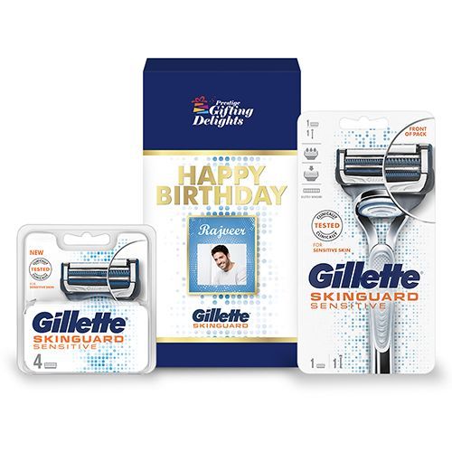 Gillette Skinguard Razor Shaving Birthday Gift Pack for Men with 4 Cartridge