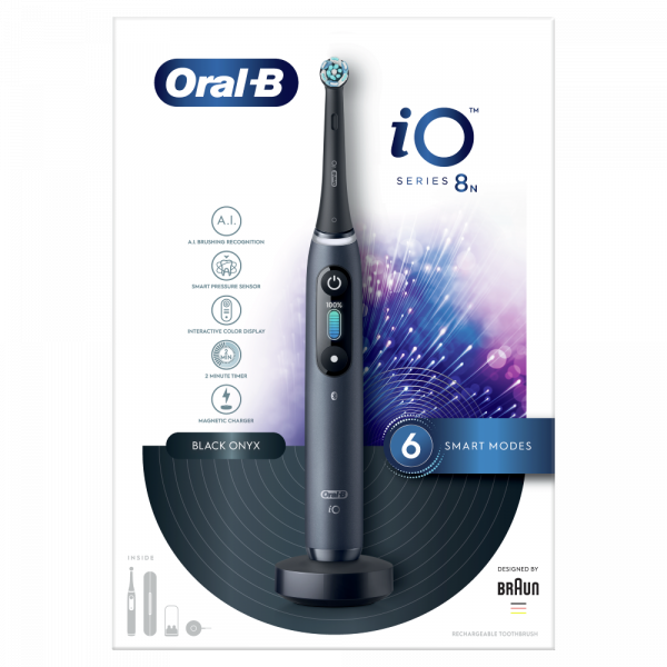 Oral-B iO8 Black Ultimate Clean Electric Toothbrush with a Travel Case Congratulation Gift Pack