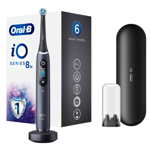 Oral-B iO8 Black Ultimate Clean Electric Toothbrush with a Travel Case Anniversary Gift Pack