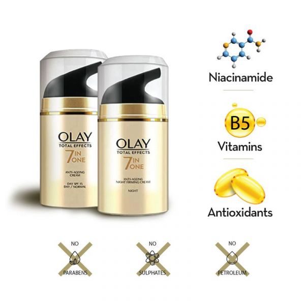 Olay Total Effects Day Cream + Olay Total Effects Night Cream – Slay All Day Pack (100gm) Congratulation Gift Pack