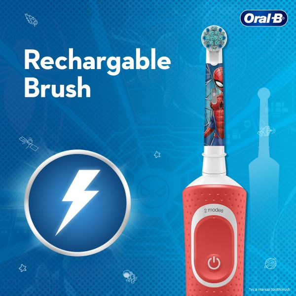 Oral B Kids Electric Rechargeable Toothbrush, Featuring Spiderman Characters Anniversary Gift Pack