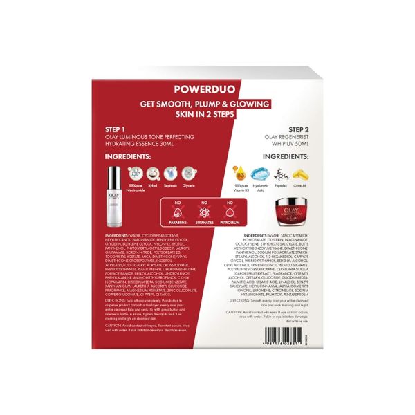 Olay Regenerist Whip UV Cream 50ml and Luminous Tone Perfecting Hydrating Essence 30ml Congratulation Gift Pack