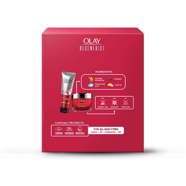 Olay Regenerist Micro Sculpting Day Moisturiser Cream Non SPF 50g with Cleanser, 100g Diwali Gift Pack