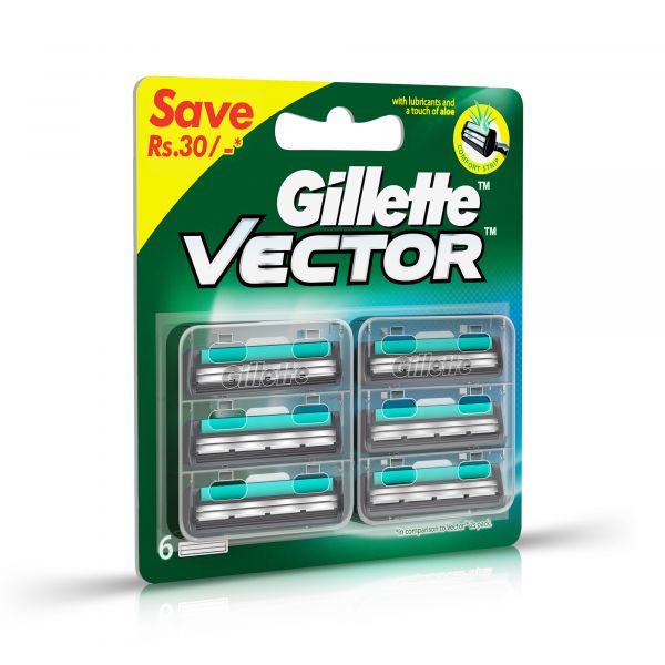 Gillette Vector plus Manual Shaving Razor Blades (Cartridge) 6s pack
