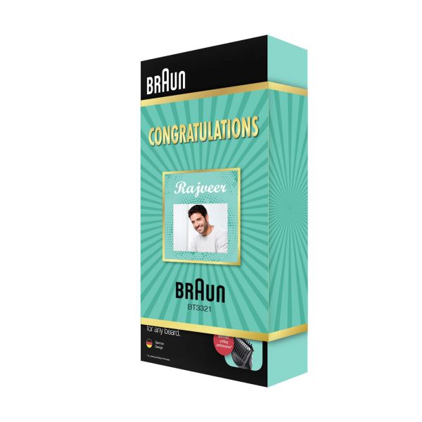 Braun Beard Trimmer 3, BT3321 Congratulation Gift Pack  for Men