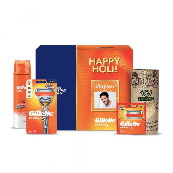 Gillette Fusion Razor Shaving Holi Gift Pack for Men