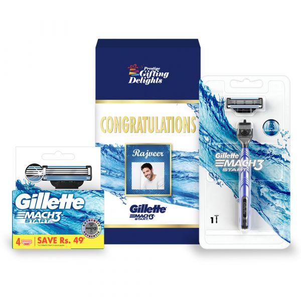 Gillette Mach3 Start Razor Shaving Congratulations Gift Pack for Men with 4 Cartridge