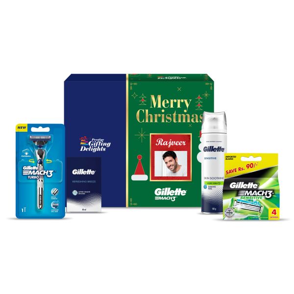 Gillette Mach3 Turbo Sensitive Soothing Christmas Gift Pack