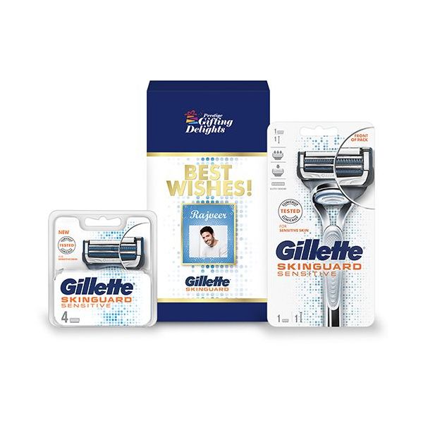 Gillette Skinguard Razor Shaving Corporate Gift Pack for Men with 4 Cartridge