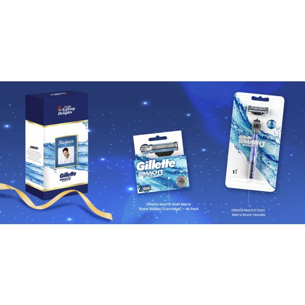 Gillette Mach3 Start Razor Shaving Anniversary Gift Pack for Men with 4 Cartridge